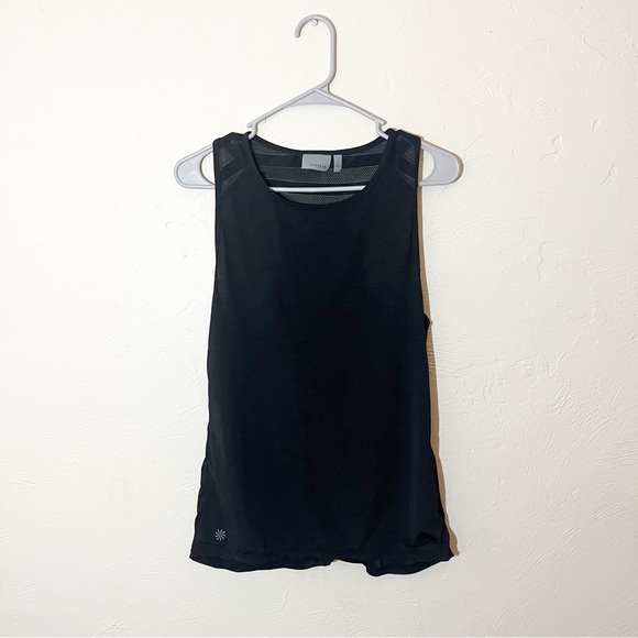 Athleta Kettlebella Tank Top Sheer Racerback Workout S Black - Picture 3 of 6